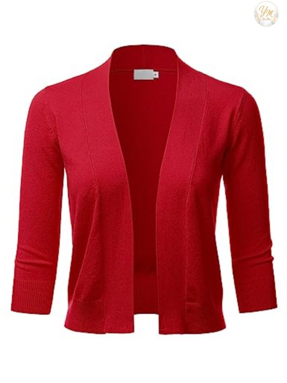 Women's 3/4 Sleeve Open Front Cropped Bolero Cardigan Shrug